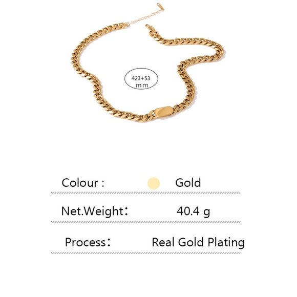 New 18K Gold Plated Chunky Link Chain Necklace 9b - Picture 6 of 6